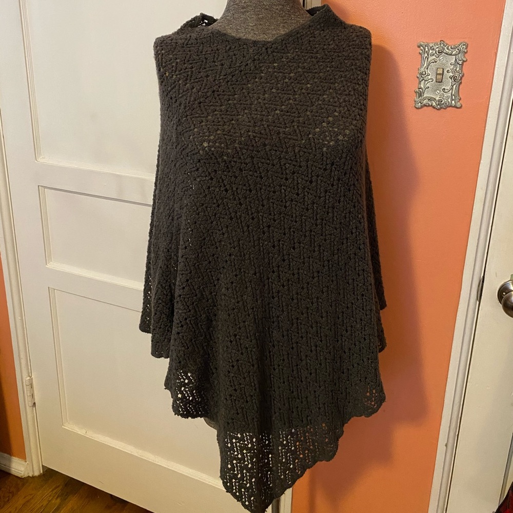 Charcoal gray knit poncho